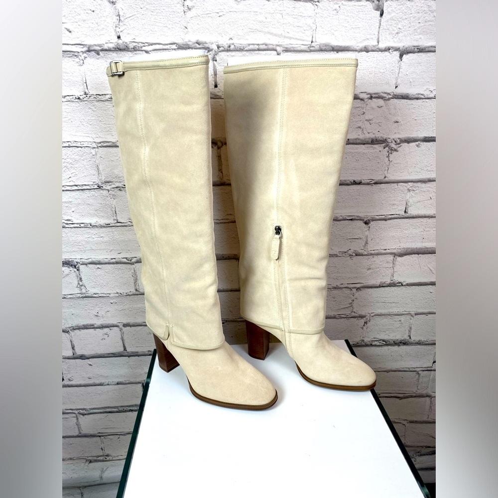 Franco Sarto Womens Informa West Tall Heeled Boot Ecru Cream Boho Size 9 NEW